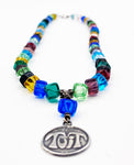 Silly Sterling Round TUIT "I'll get around to it" Necklace on Candy Bright Beads