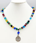 Silly Sterling Round TUIT "I'll get around to it" Necklace on Candy Bright Beads