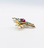 Lovely Mistletoe Brooch Pin Goldtone Metal and Enamel Three Inches Winter Jewelry
