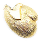 Unusual Rounded Tree-Seed Shaped Brooch Pin in Gold-Tone Metal