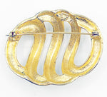 Triple Swoosh Openwork Pin Brooch in Gold-Tone Metal