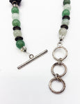 Interesting Baroque Necklace of Light Green Jade, Clay and Rhinestone, Glass and Plastic Beads