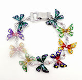 Fantastical Butterfly Bracelet with 9 Multicolor Butterflies and Magnetic Clasp