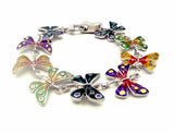 Fantastical Butterfly Bracelet with 9 Multicolor Butterflies and Magnetic Clasp