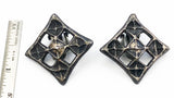 Medieval Style Square Openwork Clip-On Earrings Museum-Made Copy