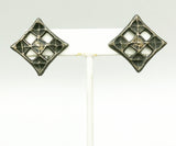 Medieval Style Square Openwork Clip-On Earrings Museum-Made Copy