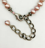 Luminescent Necklace of Pink Pearls Rose Quartz Heart Pendant Energetic