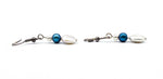 Pretty Coin Pearl Dangle Earrings with Faux Blue and White Pearls Above