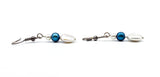 Pretty Coin Pearl Dangle Earrings with Faux Blue and White Pearls Above