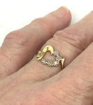 Darling 5 Diamond Heart 10K Gold Ring Price Reduction Damage Marked S10K Triangle T-G Size 6.75 1.4g