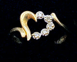 Darling 5 Diamond Heart 10K Gold Ring Price Reduction Damage Marked S10K Triangle T-G Size 6.75 1.4g