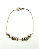 Sleek Donut Bead Italian Sterling Box Chain Bracelet 7 inches