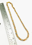 Slinky Tri-Color Metal Braided Six-Strand Necklace Copper Silver Gold Color Herringbone