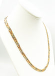 Slinky Tri-Color Metal Braided Six-Strand Necklace Copper Silver Gold Color Herringbone