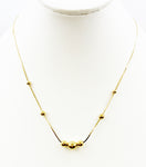 Sleek Gold-Tone Herringbone with Set Gold Beads Necklace