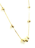 Sleek Gold-Tone Herringbone with Set Gold Beads Necklace