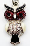 Charming Owl Rhinestone and Enamel Pendant on Extra Long Silver Tone Snake Chain