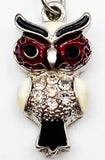 Charming Owl Rhinestone and Enamel Pendant on Extra Long Silver Tone Snake Chain