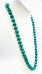 Luminescent Gleaming Green Enamel Coated Beads in a Long Sturdy Necklace