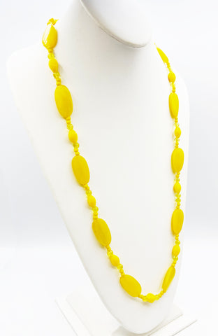 Cheerful Lemon Yellow Bead Necklace