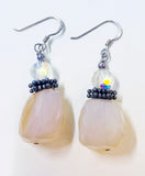 Energetic Yellow Quartz Dangle Earrings with Aurora Borealis Beads and Sterling Hooks