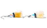 Energetic Yellow Quartz Dangle Earrings with Aurora Borealis Beads and Sterling Hooks
