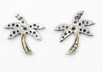 Adorable Sterling Palm Tree Stud Earrings with Three CZ Stones Per Branch