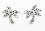 Adorable Sterling Palm Tree Stud Earrings with Three CZ Stones Per Branch