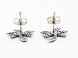 Adorable Sterling Palm Tree Stud Earrings with Three CZ Stones Per Branch