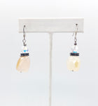 Energetic Yellow Quartz Dangle Earrings with Aurora Borealis Beads and Sterling Hooks