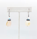 Energetic Yellow Quartz Dangle Earrings with Aurora Borealis Beads and Sterling Hooks