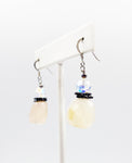 Energetic Yellow Quartz Dangle Earrings with Aurora Borealis Beads and Sterling Hooks
