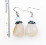 Energetic Yellow Quartz Dangle Earrings with Aurora Borealis Beads and Sterling Hooks