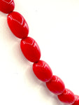 Cheerful Cherry Red Oval Bead Necklace with SilverTone Extender
