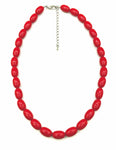 Cheerful Cherry Red Oval Bead Necklace with SilverTone Extender