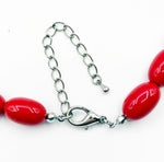 Cheerful Cherry Red Oval Bead Necklace with SilverTone Extender