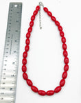 Cheerful Cherry Red Oval Bead Necklace with SilverTone Extender
