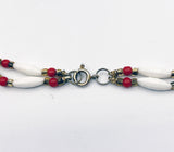 Cool Super-Long 1960s Double Strand Vintage White and Red Bead Necklace