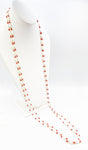 Cool Super-Long 1960s Double Strand Vintage White and Red Bead Necklace