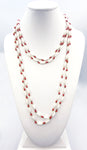 Cool Super-Long 1960s Double Strand Vintage White and Red Bead Necklace