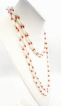Cool Super-Long 1960s Double Strand Vintage White and Red Bead Necklace