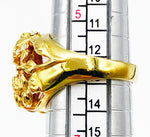 Fabulous Openwork Garden Cocktail Ring size 6.5 Butterfly Flowers Large Faceted Orange Pink Glass Stone Marked PD