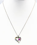 Sparkling Ruby Diamond Sterling Vintage Heart Pendant with Gold Overlay NIB New in Broken Box
