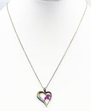 Sparkling Ruby Diamond Sterling Vintage Heart Pendant with Gold Overlay NIB New in Broken Box