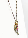 Sparkling Ruby Diamond Sterling Vintage Heart Pendant with Gold Overlay NIB New in Broken Box