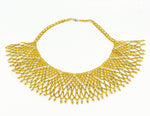 Intricate Cleopatra Style Gold Yellow Bead Fan Collar Necklace