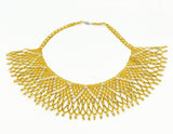 Intricate Cleopatra Style Gold Yellow Bead Fan Collar Necklace