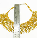 Intricate Cleopatra Style Gold Yellow Bead Fan Collar Necklace