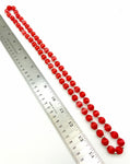 Cherry Red Silk Thread Bead and Silver Tone Bead Necklace