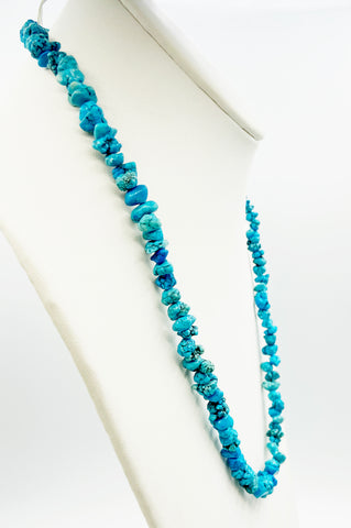 Chunky Faux Turquoise Necklace Dyed Howlite Stone